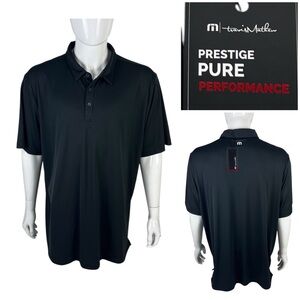 Travis Mathew Mens 3XL Polo Shirt Black Short Sleeve Coto Performance NWT